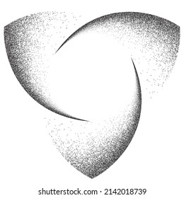  Sprayed black spiral.Graffiti art design . Noise dispersion circle logo . Spray effect .Grunge, grainy, gritty texture . Distressed element .vector 