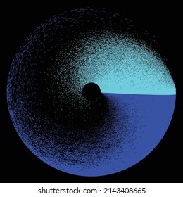 Sprayed black spiral.Graffiti art design . Noise dispersion circle logo . Spray effect .Grunge, grainy, gritty texture . Distressed element .vector 