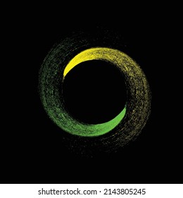 Sprayed black spiral.Graffiti art design . Noise dispersion circle logo . Spray effect .Grunge, grainy, gritty texture . Distressed element .vector 