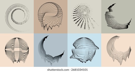 Pulverizado em espiral preta. Projeto de arte em grafite . Logotipo do círculo de dispersão sonora . Efeito de pulverização . Grunge, granulado, textura arenosa . Elemento angustiado .vetor
