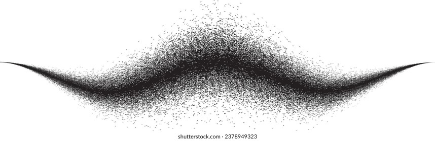 Sprayed black wavy line .Graffiti art design . Noise dispersion logo . Spray effect .Grunge curved line . Grainy, gritty textured line . Distressed element .vector 