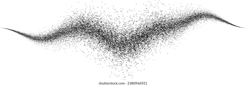 Sprayed black wavy line .Graffiti art design . Noise dispersion logo . Spray effect .Grunge curved line . Grainy, gritty textured line . Distressed element .vector 