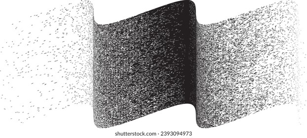Die schwarze Linie mit Graffiti-Design. Logo zur Rauschdispersion. Spritzeffekt.Grunge gekrümmte Linie . Grainy, gritty strukturierte Linie . Distressives Element .Vektor 