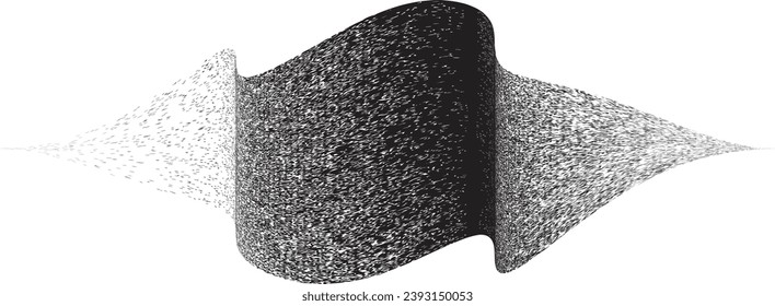 Die schwarze Linie mit Graffiti-Design. Logo zur Rauschdispersion. Spritzeffekt.Grunge gekrümmte Linie . Grainy, gritty strukturierte Linie . Distressives Element .Vektor 
