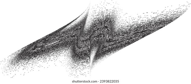 Sprayed black wavy line .Graffiti art design . Noise dispersion logo . Spray effect .Grunge curved line . Grainy, gritty textured line . Distressed element .vector 