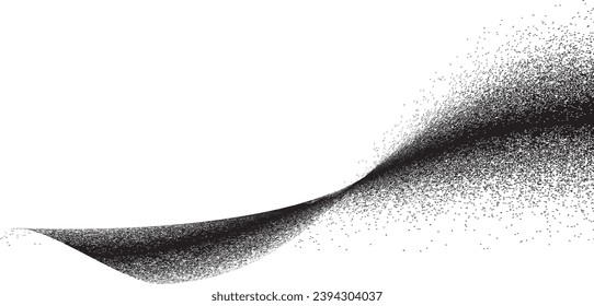 Sprayed black wavy line .Graffiti art design . Noise dispersion logo . Spray effect .Grunge curved line . Grainy, gritty textured line . Distressed element .vector 