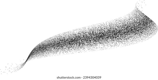 Sprayed black wavy line .Graffiti art design . Noise dispersion logo . Spray effect .Grunge curved line . Grainy, gritty textured line . Distressed element .vector 
