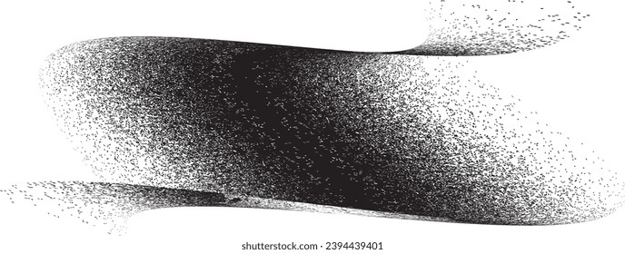 Sprayed black wavy line .Graffiti art design . Noise dispersion logo . Spray effect .Grunge curved line . Grainy, gritty textured line . Distressed element .vector 