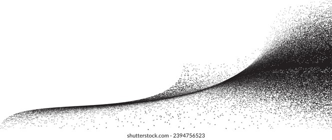 Sprayed black wavy line .Graffiti art design . Noise dispersion logo . Spray effect .Grunge curved line . Grainy, gritty textured line . Distressed element .vector
