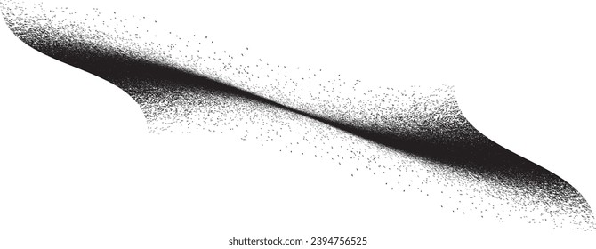 Sprayed black wavy line .Graffiti art design . Noise dispersion logo . Spray effect .Grunge curved line . Grainy, gritty textured line . Distressed element .vector