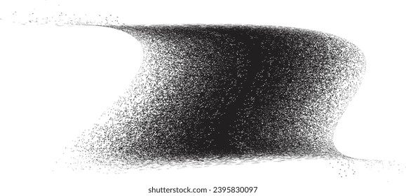 Línea ondulada de color negro con aerosol. Diseño artístico de graffiti . Logo de dispersión de ruido. Efecto spray .Línea curva gruesa . Línea de textura gruesa y arenosa. Elemento con problemas .vector 