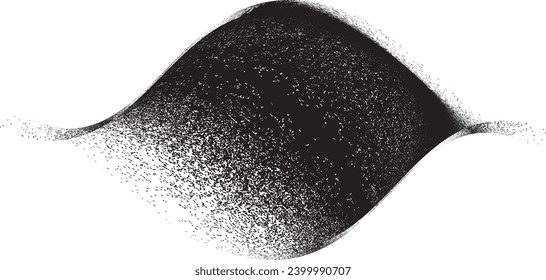 Sprayed black wavy line .Graffiti art design . Noise dispersion logo . Spray effect .Grunge curved line . Grainy, gritty textured line . Distressed element .vector 