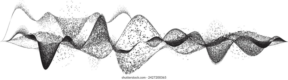 Sprayed black wavy line .Graffiti art design . Noise dispersion logo . Spray effect .Grunge curved line . Grainy, gritty textured line . Distressed element .vector 