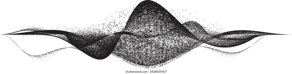 Sprayed black wavy line .Graffiti art design . Noise dispersion logo . Spray effect .Grunge curved line . Grainy, gritty textured line . Distressed element .vector 