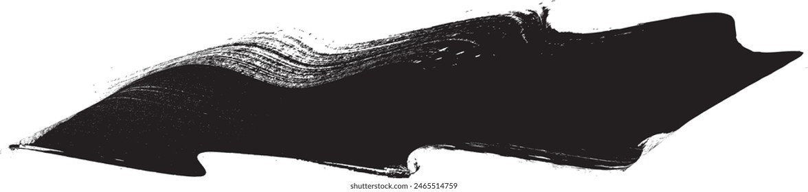 Sprayed black wavy line .Graffiti art design . Noise dispersion logo . Spray effect .Grunge curved line . Grainy, gritty textured line . Distressed element .vector 