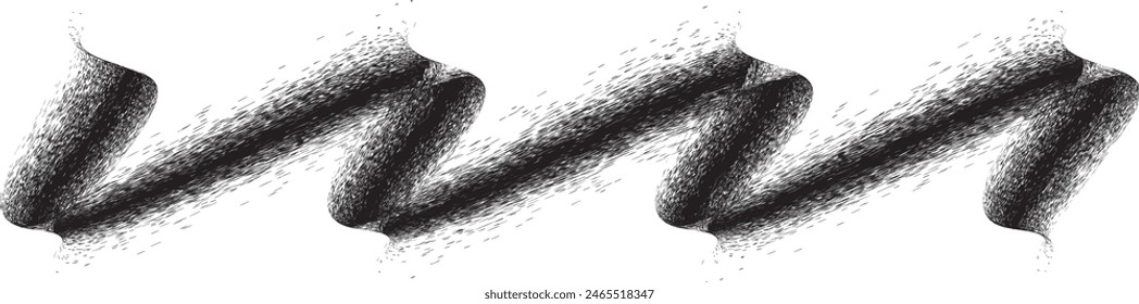 Sprayed black wavy line .Graffiti art design . Noise dispersion logo . Spray effect .Grunge curved line . Grainy, gritty textured line . Distressed element .vector 