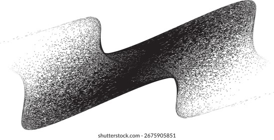 Linha ondulada preta borrifada. Projeto de arte de grafite . Logotipo de dispersão sonora . Efeito de pulverização . Linha curva grunge . Linha texturizada granulada e arenosa . Elemento angustiado .vetor 