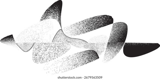 Línea ondulada negra rociada. Diseño de arte de graffiti. Logotipo de dispersión de ruido . Efecto de pulverización. Grunge línea curva . Línea texturizada granulada y arenosa. Elemento con problemas .Vector 
