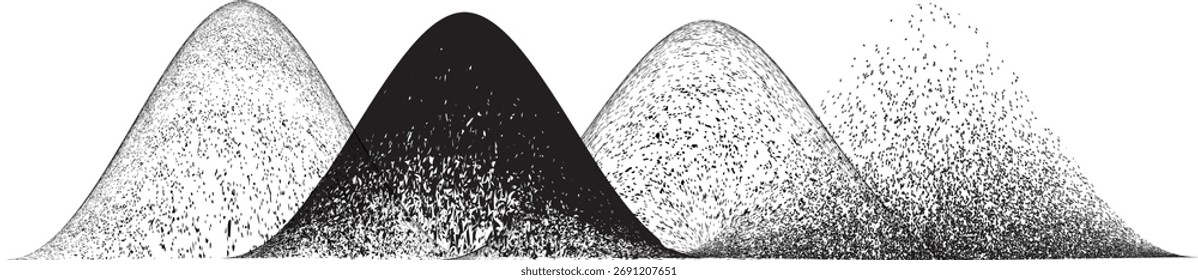 Sprayed black wavy line .Graffiti art design . Noise dispersion logo . Spray effect .Grunge curved line . Grainy, gritty textured line . Distressed element .vector
