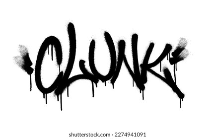 Graffiti de tipografía de fragmentos rociados con aerosol en blanco sobre negro. Ilustración vectorial.