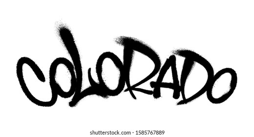Sprayed Colorado font graffiti with overspray in black over white. Vector illustration.