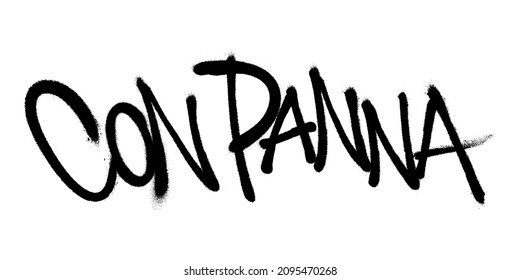 Sprayed con panna font graffiti with overspray in black over white. Vector illustration.
