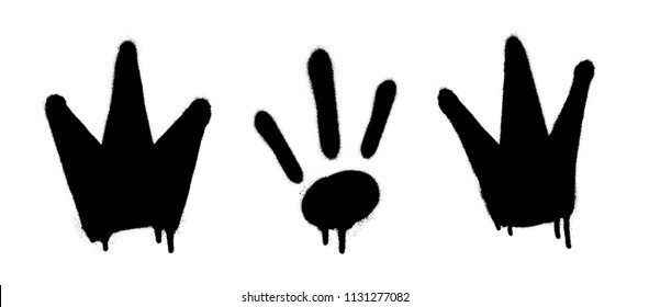 Sprayed crown graffiti set with overspray in black over white. Vector illustration. Eps 10