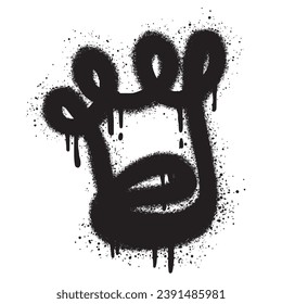 Sprayed crown with over spray in black over white. Spray graffiti stylized crown. Vector illustration.