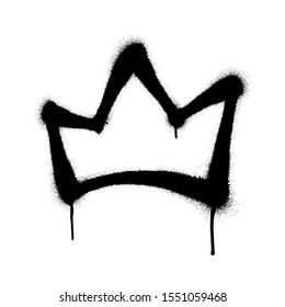 Sprayed crown with overspray in black over white. Vector illustration.