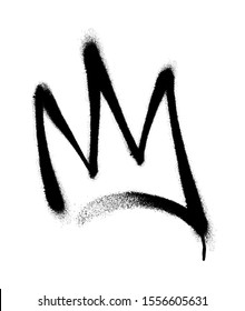 Sprayed Crown With Overspray In Black Over White. Vector Illustration.