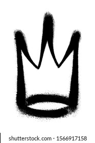 Sprayed crown with overspray in black over white. Vector illustration.