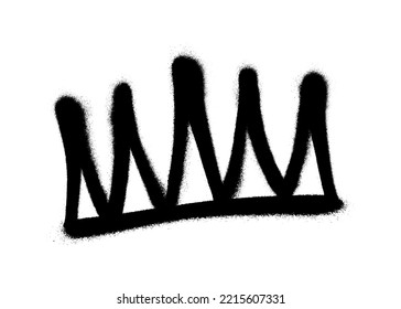 Sprayed crown with overspray in black over white. Vector illustration.