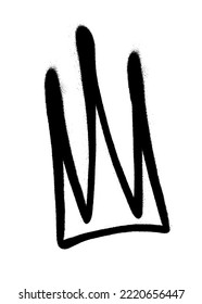 Sprayed crown with overspray in black over white. Vector illustration.