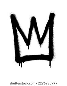 Sprayed crown with overspray in black over white. Vector illustration.
