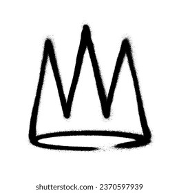 Sprayed crown with overspray in black over white. Vector illustration.