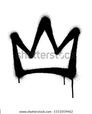 Sprayed crown with overspray in black over white. Vector illustration.