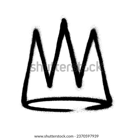 Sprayed crown with overspray in black over white. Vector illustration.