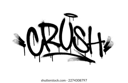 Sprayed crush font graffiti with overspray in black over white. Vector illustration.