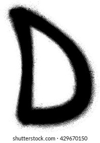 sprayed D font graffiti in black over white