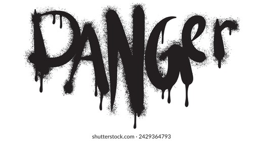 Sprayed Danger font graffiti with over spray in black over white.Vector Illustration for printing, backgrounds, posters, stickers.