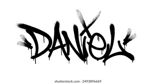 Daniel Name mit Overspray in schwarz über weiß besprüht. Vektorillustration.