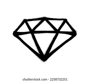 Sprayed diamond with overspray in black over white. Vector illustration.