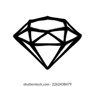 Sprayed diamond with overspray in black over white. Vector illustration.