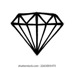 Sprayed diamond with overspray in black over white. Vector illustration.