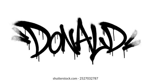 Nome Donald borrifado com overspray em preto sobre branco. Ilustração vetorial.