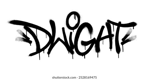 Nome Dwight pulverizado com overspray em preto sobre branco. Ilustração vetorial.