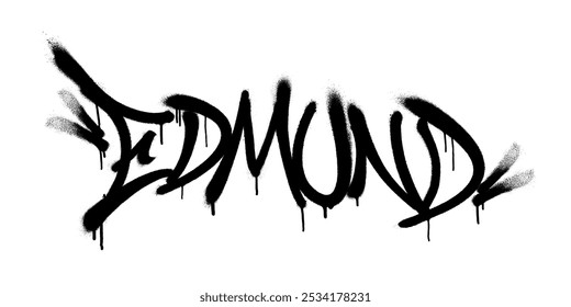 Sprayed Edmund name with overspray in black over white. Vector illustration.