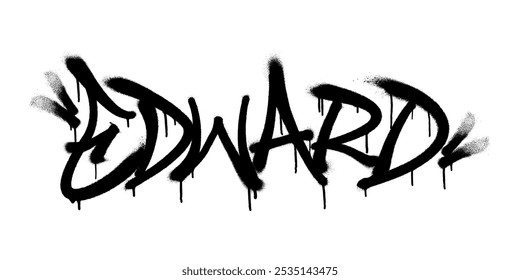 Sprayed Edward name with overspray in black over white. Vector illustration.