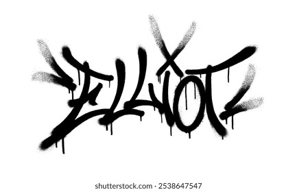 Rocía el nombre de Elliot con spray en negro sobre blanco. Ilustración vectorial.