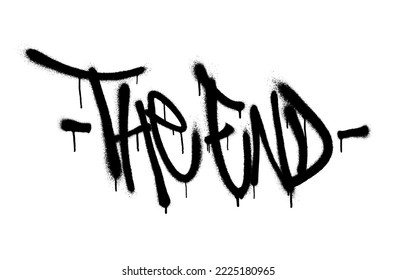 Sprayed the end font graffiti with overspray in black over white. Vector illustration.